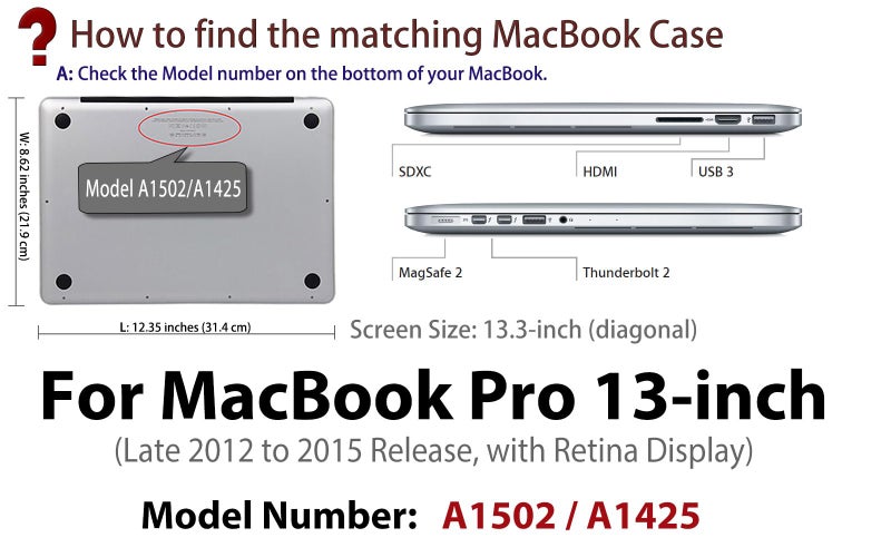 UESWILL 3 in 1 Matte Hard Case Compatible with MacBook Pro (Retina, 13 inch, Late 2012/2013/2014/Early 2015), Model A1425 / A1502, NO CD-ROM + Keyboard Cover and Screen Protector, Red - Image 2